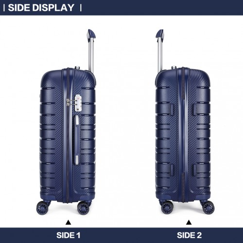 K2091L - Kono 28 Inch Multi Texture Hard Shell PP Suitcase - Classic Collection - Navy