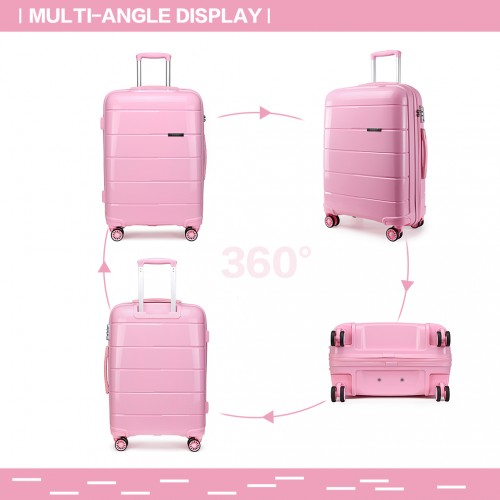 K1997L - KONO 20 INCH CABIN SIZE HARD SHELL PP SUITCASE - PINK
