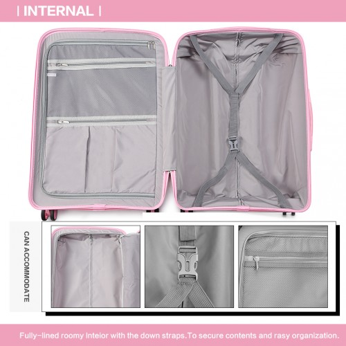 K1997L - KONO 20 INCH CABIN SIZE HARD SHELL PP SUITCASE - PINK