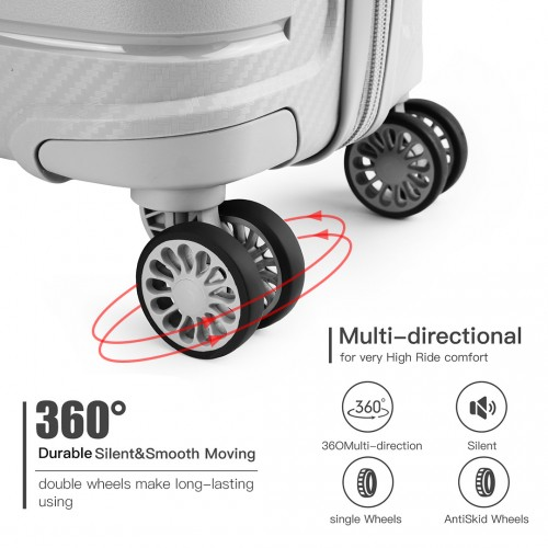 K2091L - Kono 24 Inch Multi Texture Hard Shell PP Suitcase - Classic Collection - Grey