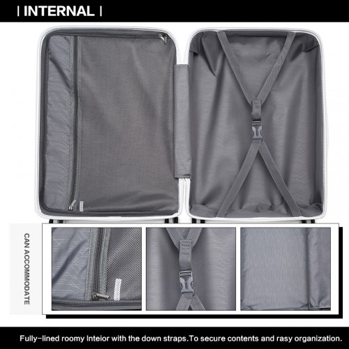 K2091L - Kono 24 Inch Multi Texture Hard Shell PP Suitcase - Classic Collection - Grey