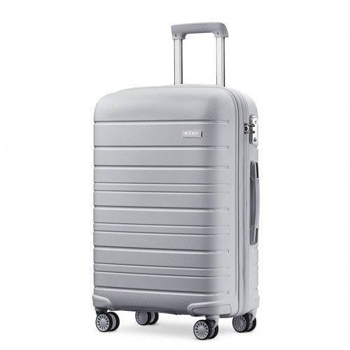 K2091L - Kono 28 Inch Multi Texture Hard Shell PP Suitcase - Classic Collection - Grey