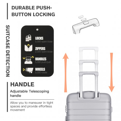 K2091L - Kono 28 Inch Multi Texture Hard Shell PP Suitcase - Classic Collection - Grey