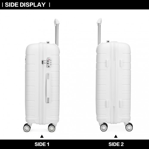 K2091L - Kono 24 Inch Multi Texture Hard Shell PP Suitcase - Classic Collection - White
