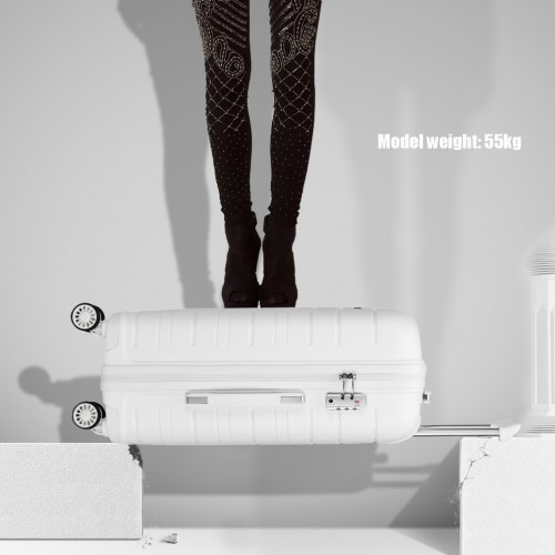 K2091L - Kono Multi Texture Hard Shell PP Suitcase 3 Pieces Set - Classic Collection - White