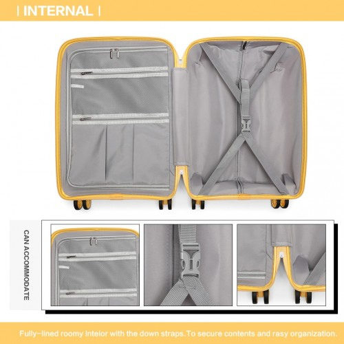 K1997L - KONO 20 INCH CABIN SIZE HARD SHELL PP SUITCASE - YELLOW