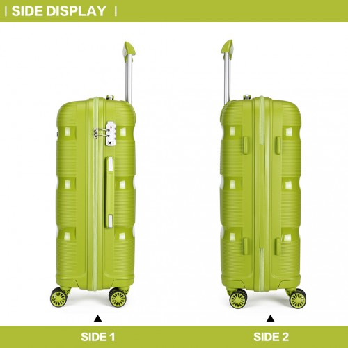 K2092L - Kono 24 Inch Bright Hard Shell PP Suitcase - Classic Collection - Green