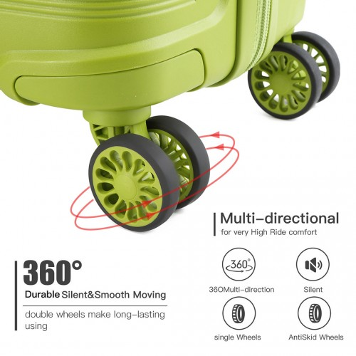 K2092L - Kono 24 Inch Bright Hard Shell PP Suitcase - Classic Collection - Green