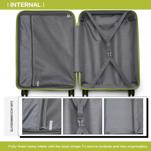 K2092L - Kono 24 Inch Bright Hard Shell PP Suitcase - Classic Collection - Green