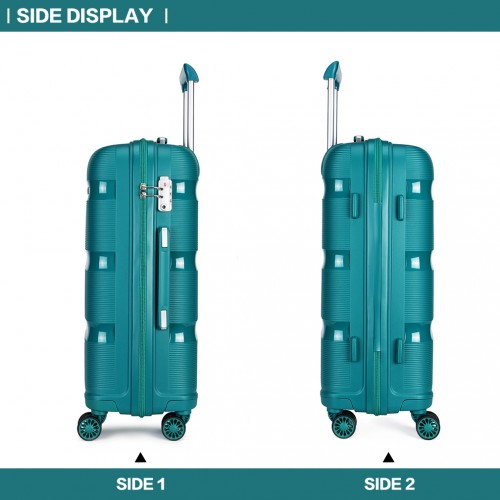 K2092L - Kono 24 Inch Bright Hard Shell PP Suitcase - Classic Collection - Blue/Green