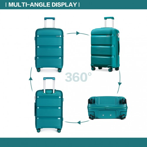 K2092L - Kono 24 Inch Bright Hard Shell PP Suitcase - Classic Collection - Blue/Green