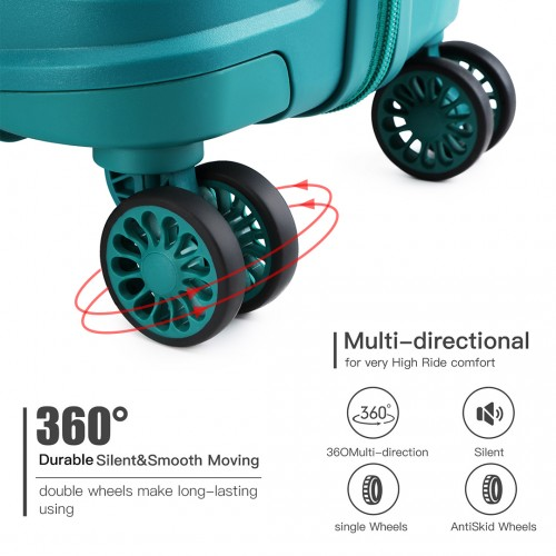 K2092L - Kono 24 Inch Bright Hard Shell PP Suitcase - Classic Collection - Blue/Green