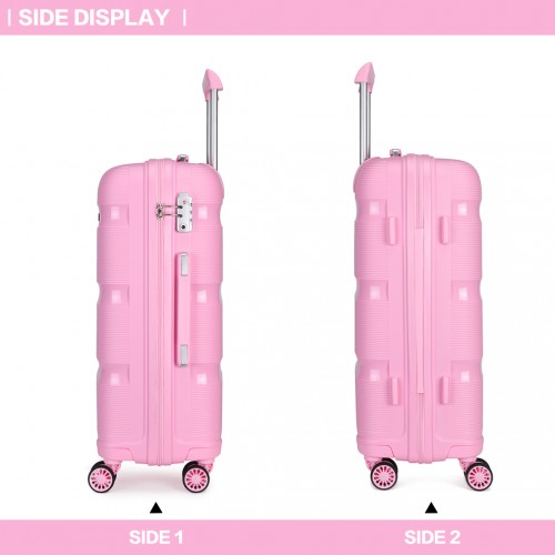 K2092L - Kono 28 Inch Bright Hard Shell PP Suitcase - Classic Collection - Pink
