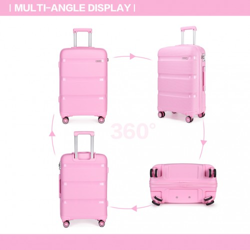 K2092L - Kono 28 Inch Bright Hard Shell PP Suitcase - Classic Collection - Pink