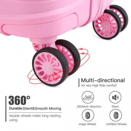 K2092L - Kono 28 Inch Bright Hard Shell PP Suitcase - Classic Collection - Pink