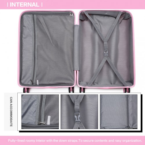 K2092L - Kono 28 Inch Bright Hard Shell PP Suitcase - Classic Collection - Pink
