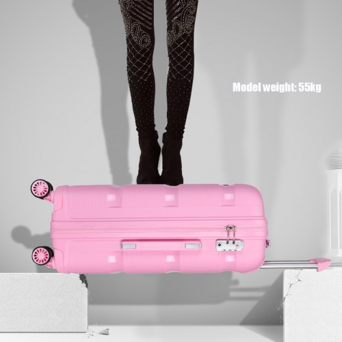 K2092L - Kono 28 Inch Bright Hard Shell PP Suitcase - Classic Collection - Pink