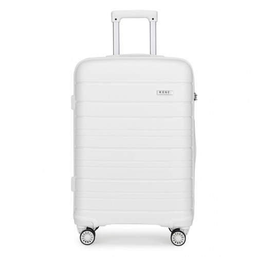 K2091L - Kono 28 Inch Multi Texture Hard Shell PP Suitcase - Classic Collection - White