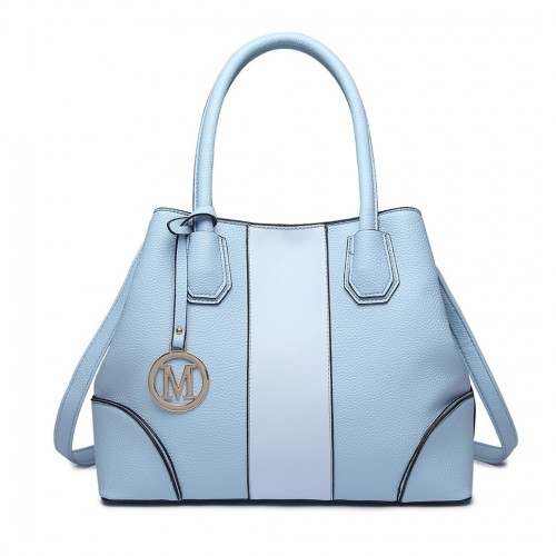 LT1822 - MISS LULU STRUCTURED PANELLED SHOULDER BAG - BLUE
