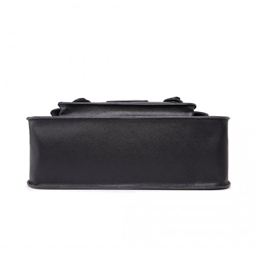 LT1665 - Miss Lulu Plain Leather Look School Work Satchel Black