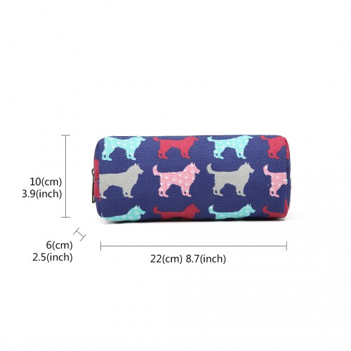 PC - Miss Lulu Canvas Pencil Case Dog Navy