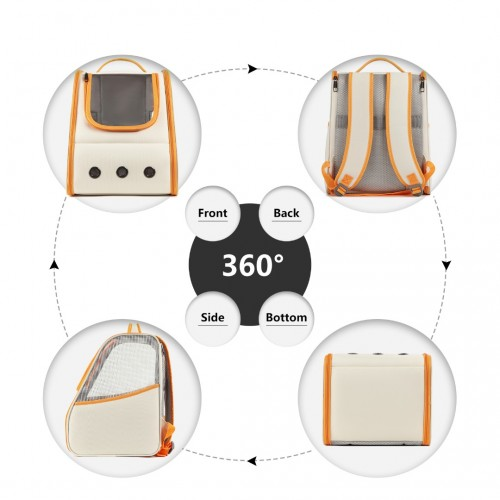 S2229 - Kono Lightweight Portable Breathable Folding Pet Backpack - Beige And Yellow