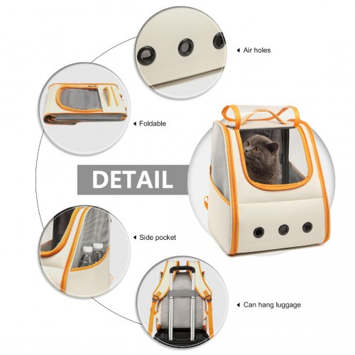 S2229 - Kono Lightweight Portable Breathable Folding Pet Backpack - Beige And Yellow