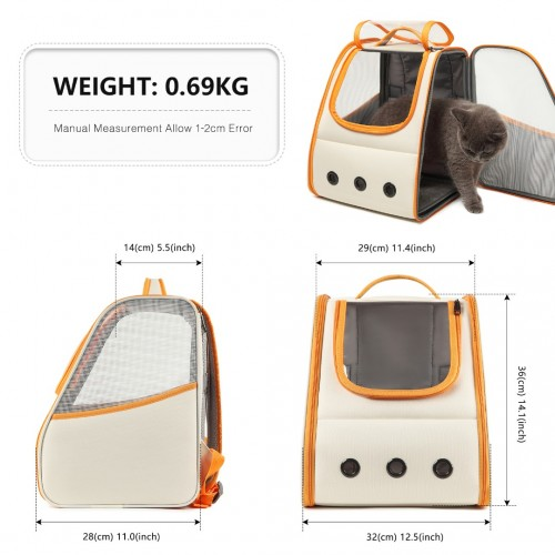S2229 - Kono Lightweight Portable Breathable Folding Pet Backpack - Beige And Yellow