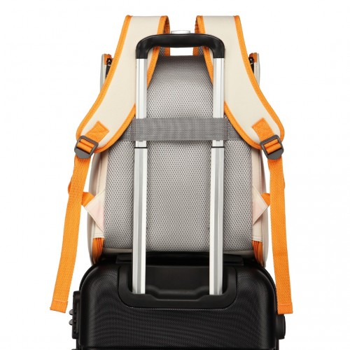 S2229 - Kono Lightweight Portable Breathable Folding Pet Backpack - Beige And Yellow