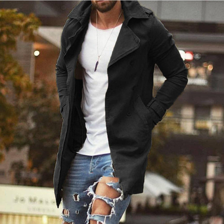 Mid-length slim-fit plus size trench coat