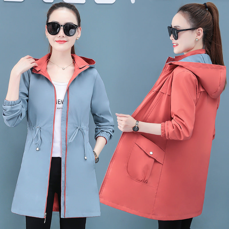 Women's Reversible Mid-Length Coat | 2-in-1 Spring & Autumn Jacket