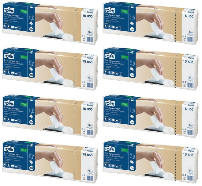 8 x Tork Xpressnap Servilletas de Dispensador Extrasuaves Blancas 2F 200Px5 N4