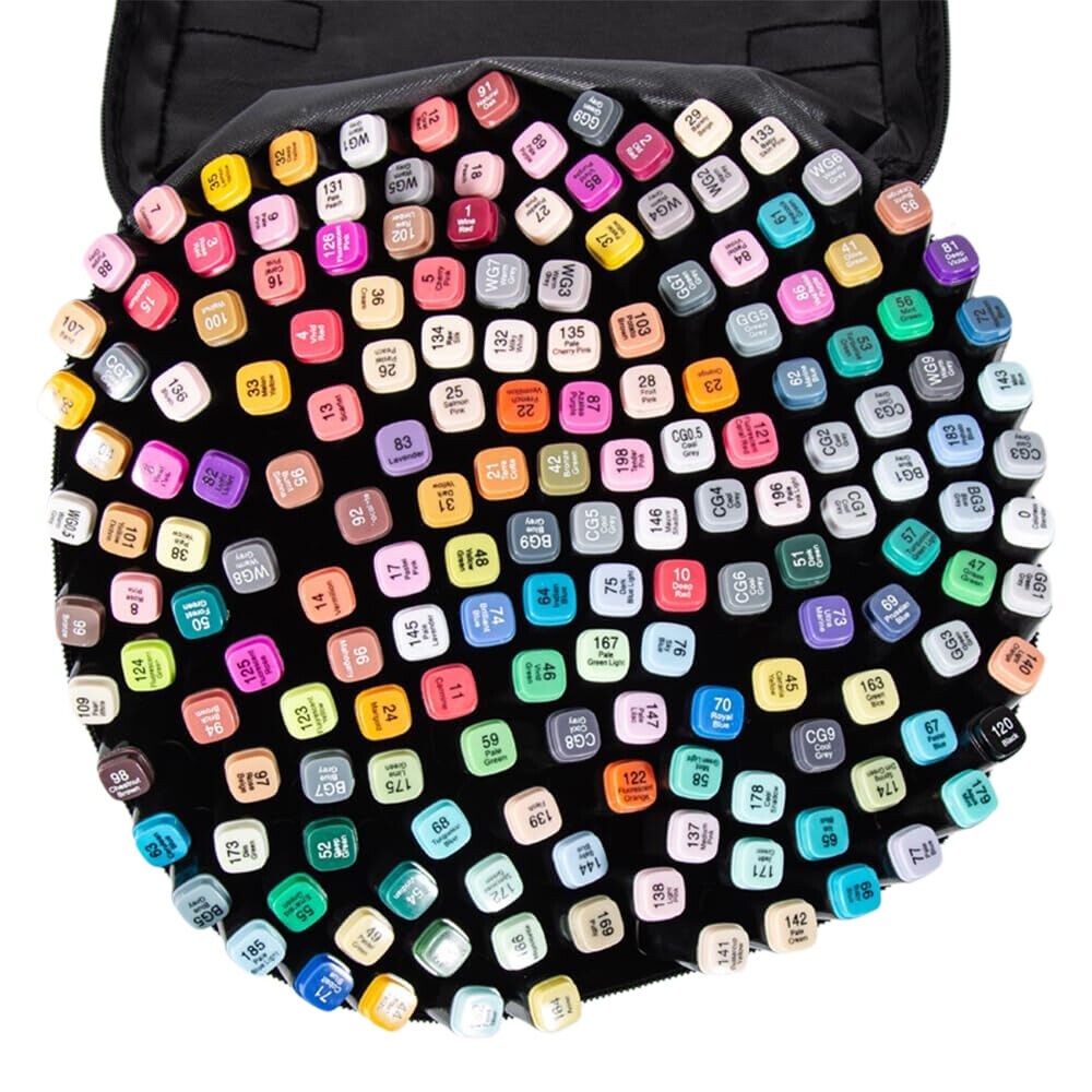 168 Colours Dual Tip Art Markers Pens Set Drawing Sketching Colouring Kit Marker