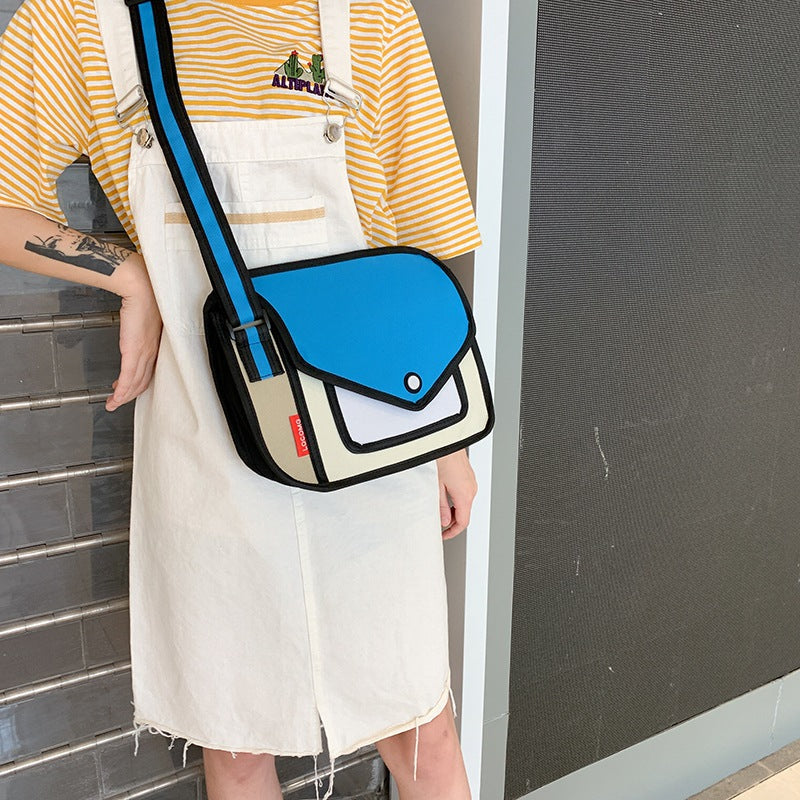 Two-dimensional cute one-shoulder messenger bag