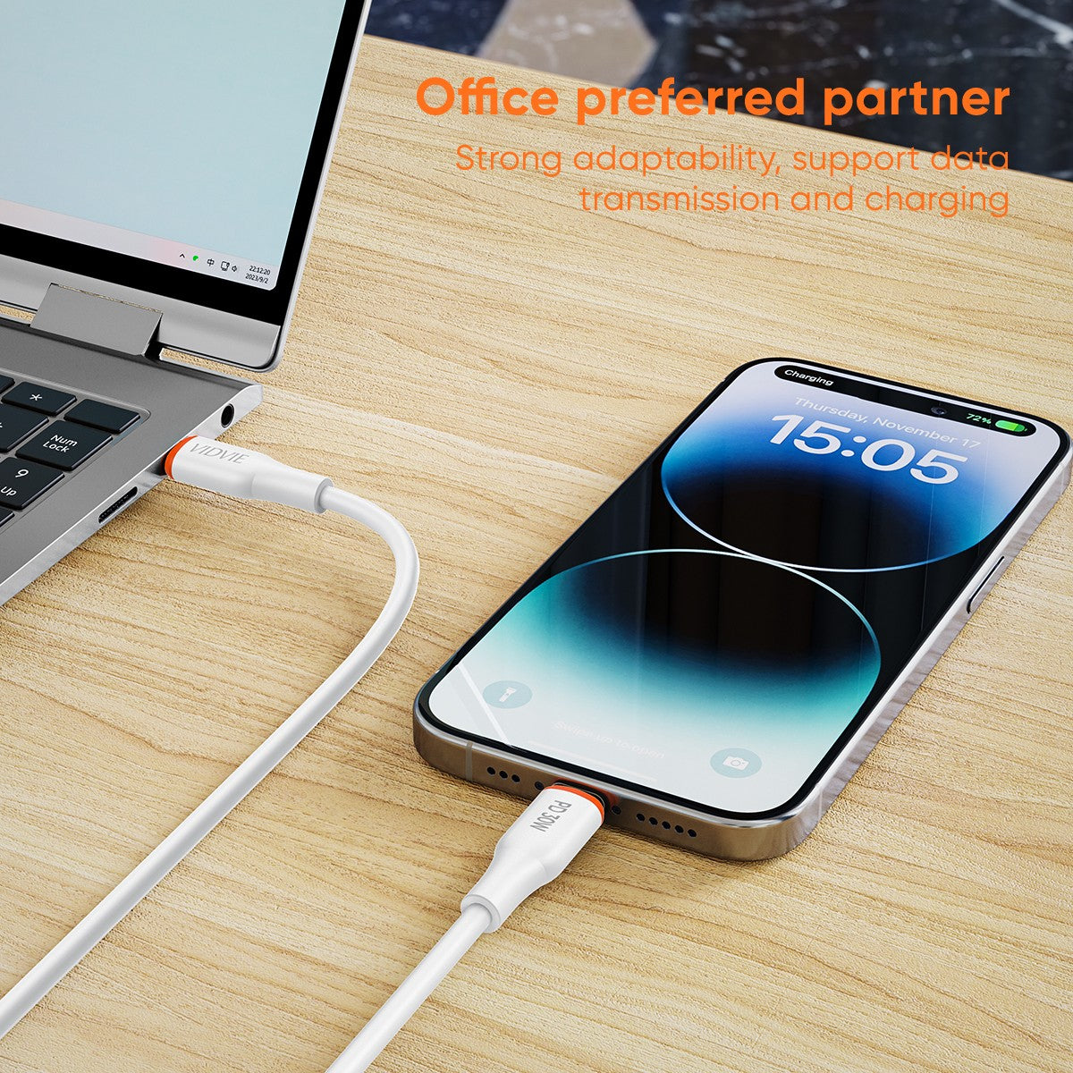 VIDVIE 30W USB-C to Lightning Cable 1M – PVC Fast Charge & Sync Cable (CB4031C&i)