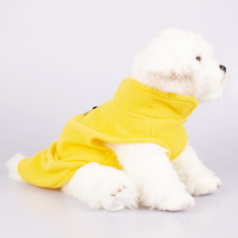 Pet Dogs Standing Collar Thickened Solid Color Rocking Velvet Clothes