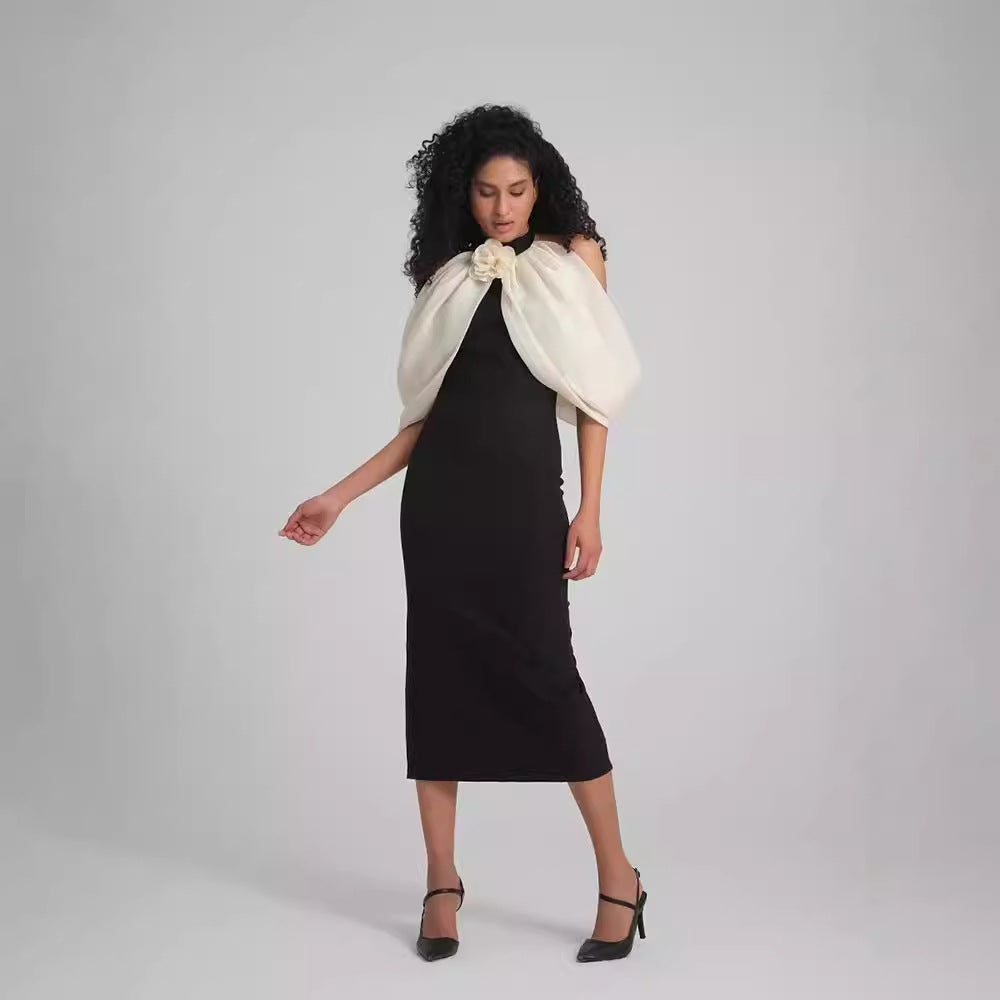 Black Senior Backless Bandage Sheath Off-the-shoulder Dress