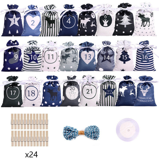 Satin Drawstring Bag Coming Day 1-24 Hanging Suit Candy Gift Satin Bag