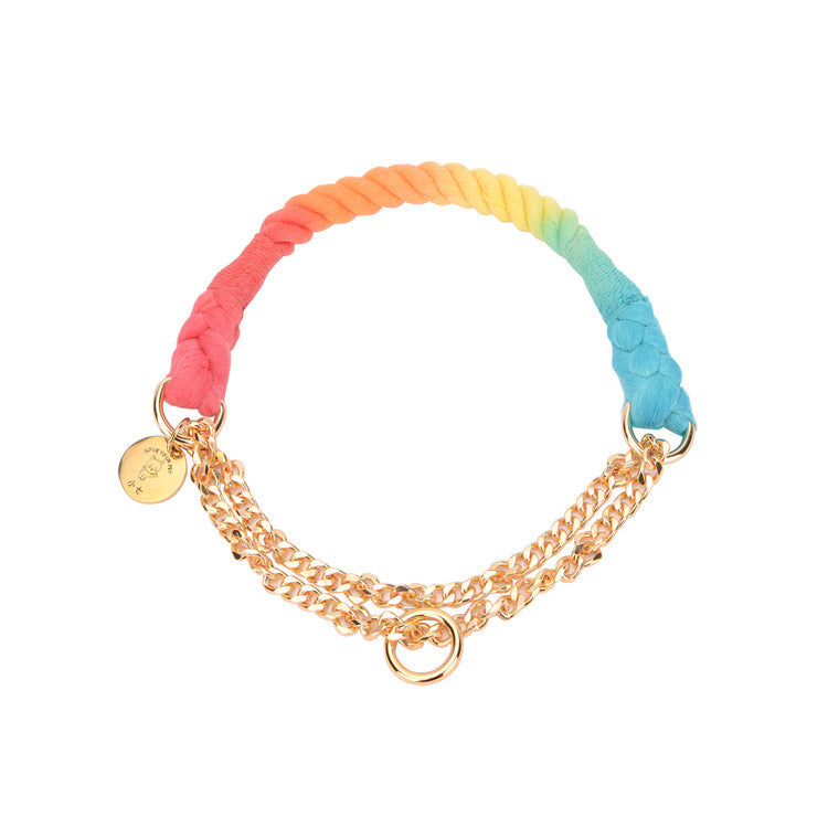 Multifunctional hand-woven gradient color collar