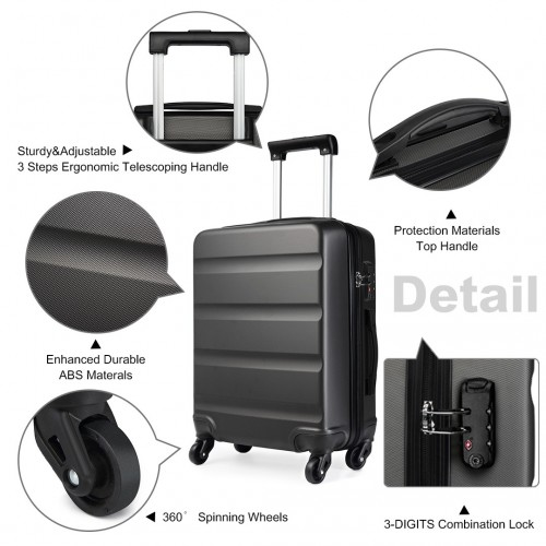 K1991-1L - Kono 24 Inch Horizontal Design ABS Hard Shell Suitcase With TSA Lock - Grey