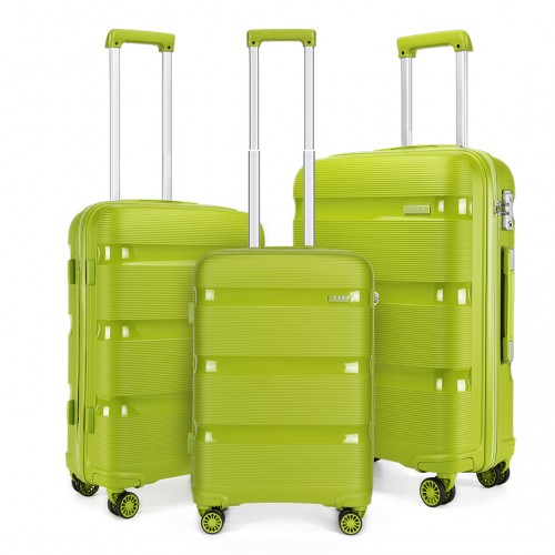 K2092L - Kono Bright Hard Shell PP Suitcase 3 Pieces Set - Classic Collection - Green