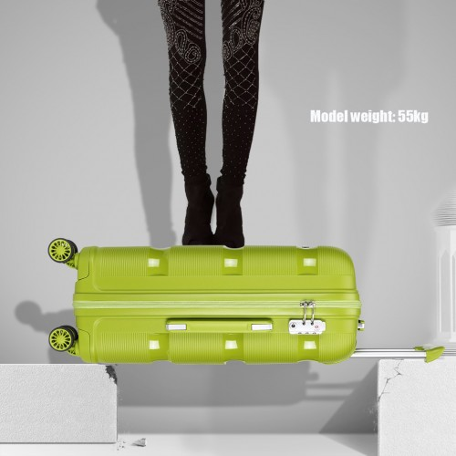 K2092L - Kono Bright Hard Shell PP Suitcase 3 Pieces Set - Classic Collection - Green