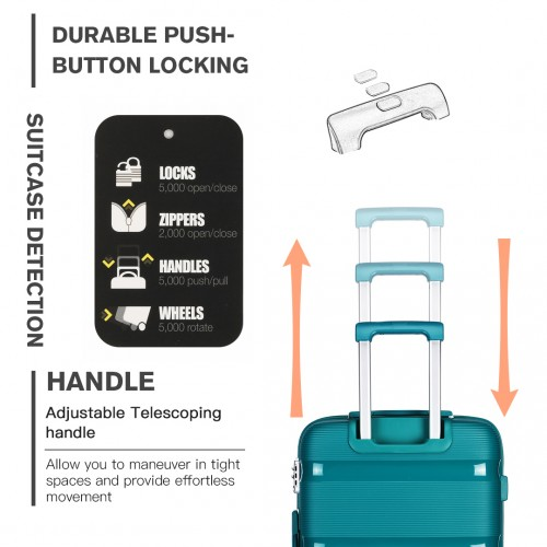 K2092L - Kono 28 Inch Bright Hard Shell PP Suitcase - Classic Collection - Blue/Green