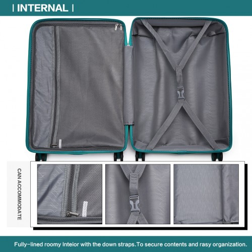 K2092L - Kono 28 Inch Bright Hard Shell PP Suitcase - Classic Collection - Blue/Green