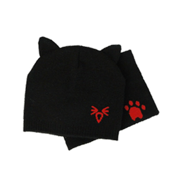 Set Warm Baby Hat Scarf Knitted Protect Ear Baby Boys Girls Hat Winter Beanie Scarves Suits Cartoon Cat Newborn