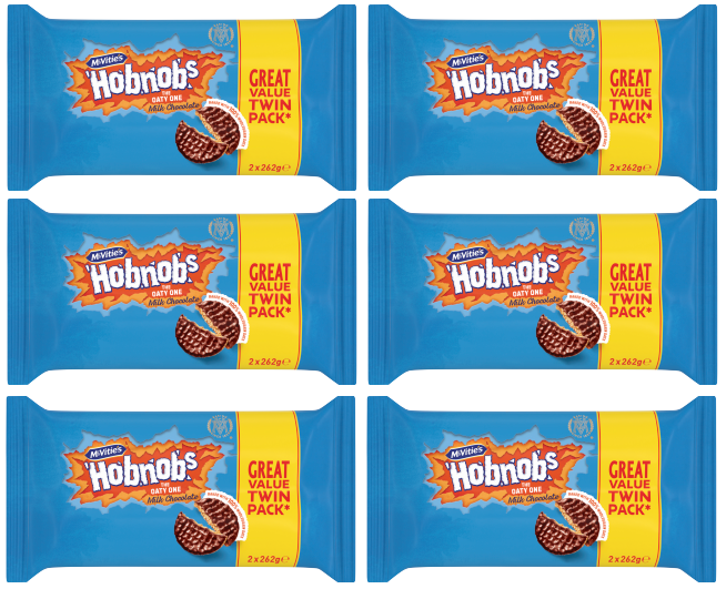 6 x Mcvities Milk Chocolate Hobnobs Doble 2X262Gm