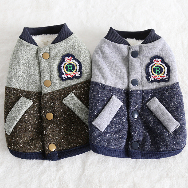 Baseball coat pet two-legged clothes