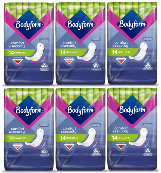 Bodyform Maxi Long Sanitary Pads 14-Pack x6 | Bulk Buy
