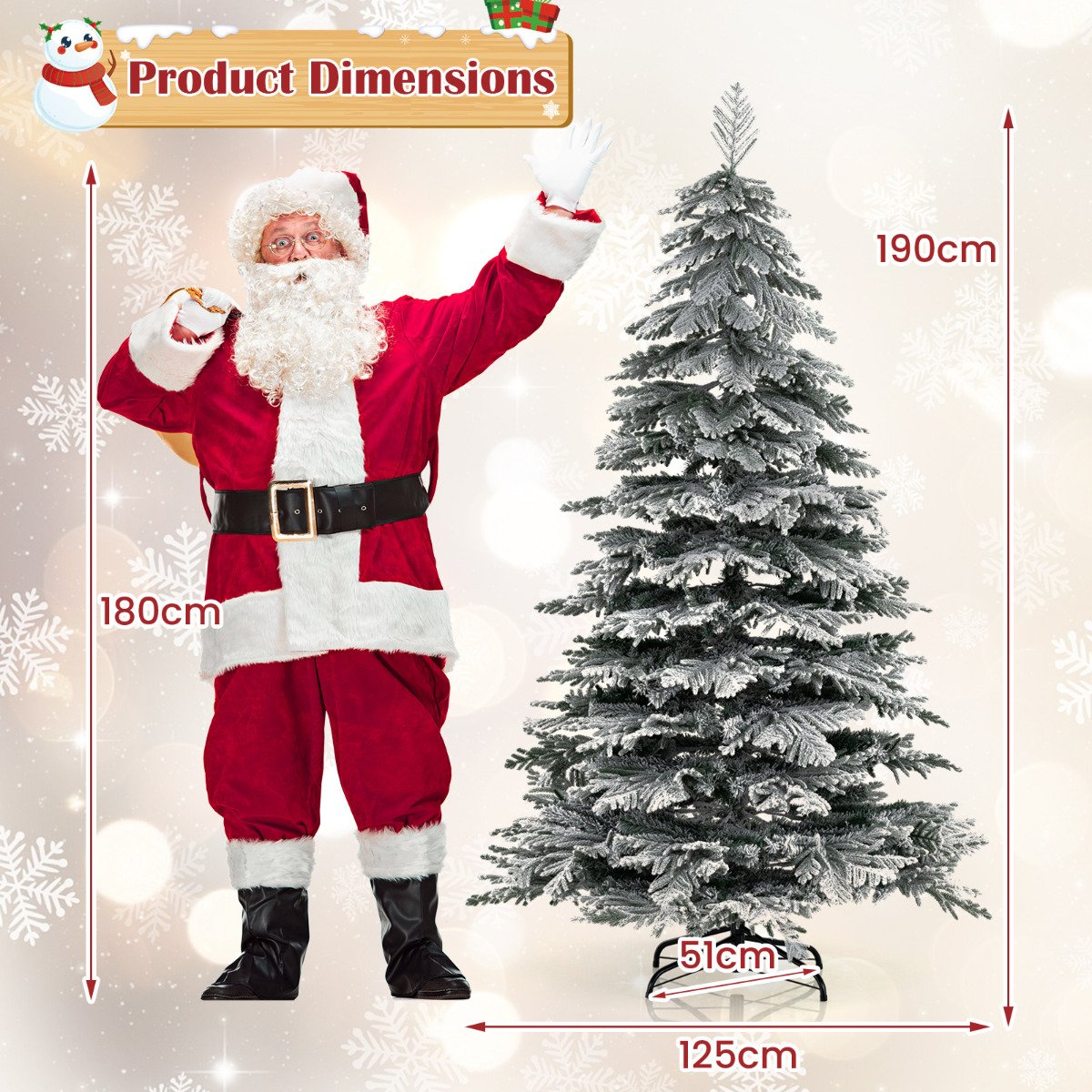 180CM Artificial Christmas Tree Hinged Holiday Tree with Lush Branch Tips