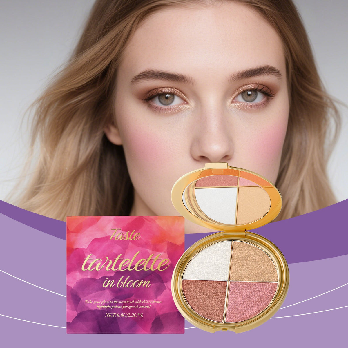 Highlighter, Eyeshadow, And Blush Palette 8.8g